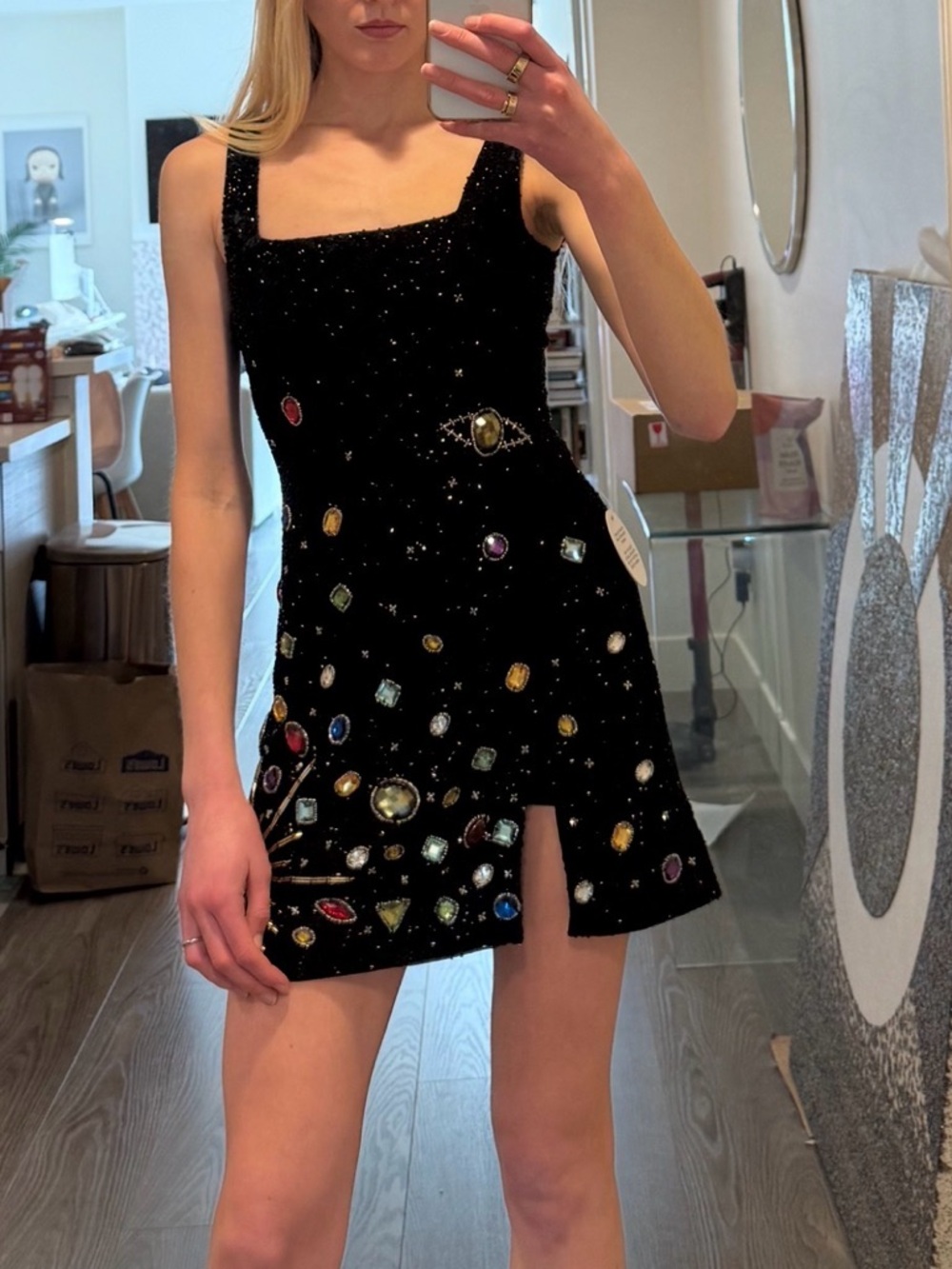 Staud Le Sable Celestial Embellished Mini Dress XS